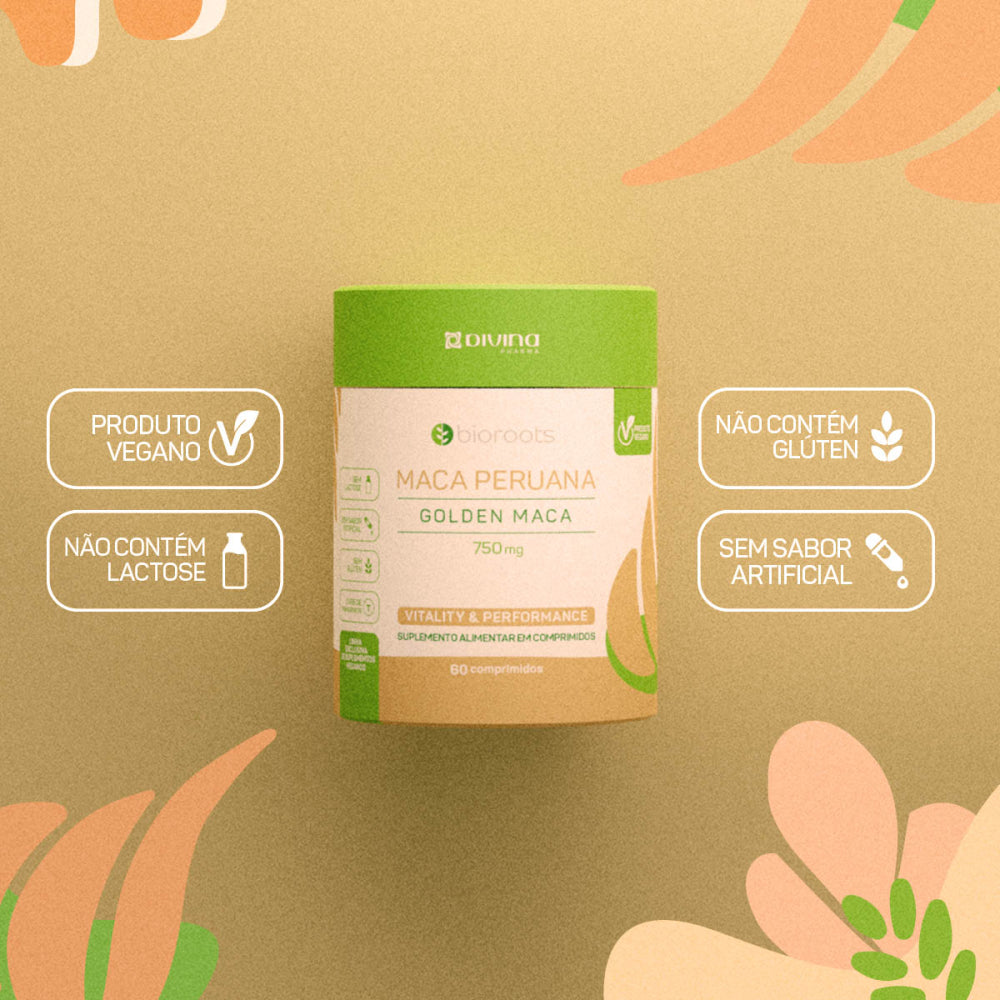 BIOROOTS MACA PERUANA VEGANA 750MG COM 60 COMPRIMIDOS