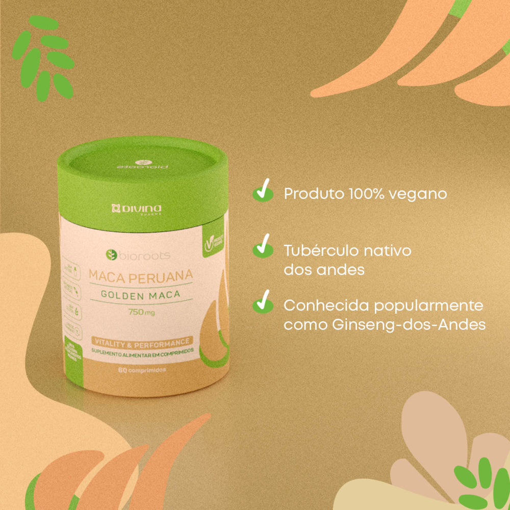 BIOROOTS MACA PERUANA VEGANA 750MG COM 60 COMPRIMIDOS