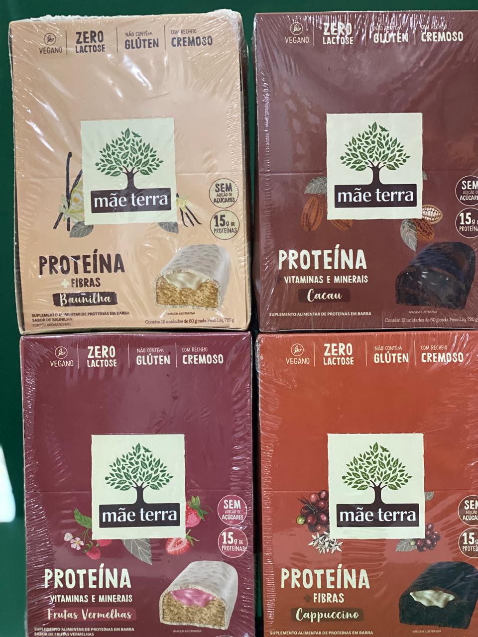 Barra Proteica Vitamina 12un X 60g Vegano Mãe Terra Mixnutri Cacau