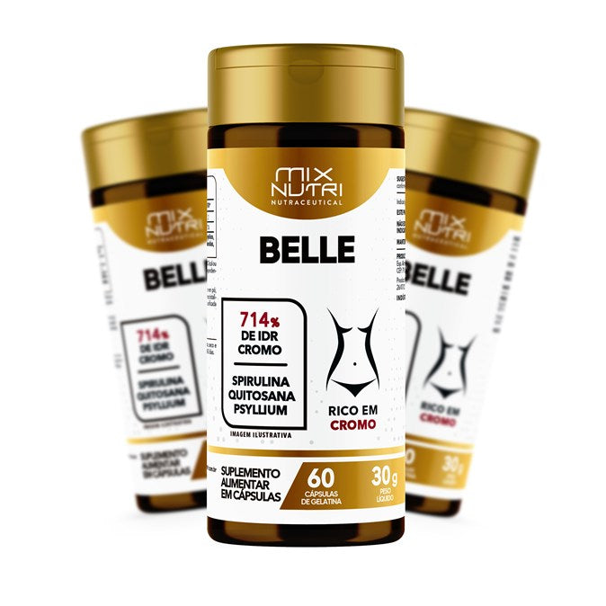 BELLE - 60 CAPS - SPIRULINA, QUITOSANA E PSYLLIUM