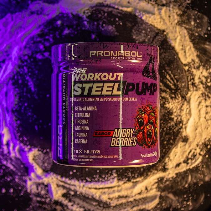 STEEL PUMP PRE-WORKOUT SABOR ANGRY BERRIES 240G - PRONABOL