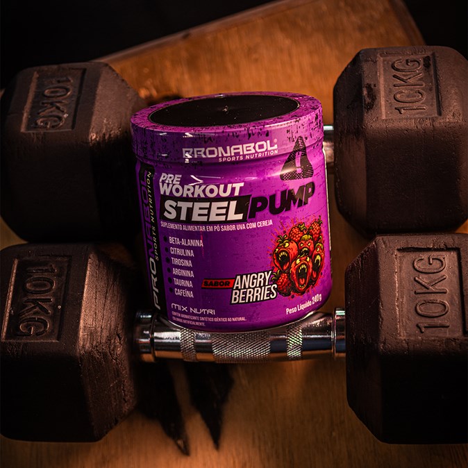 STEEL PUMP PRE-WORKOUT SABOR ANGRY BERRIES 240G - PRONABOL