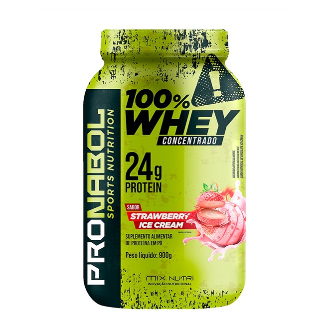 WHEY 100% CONCENTRADO STRAWBERRY ICE CREAM POTE 900 PRONABOL