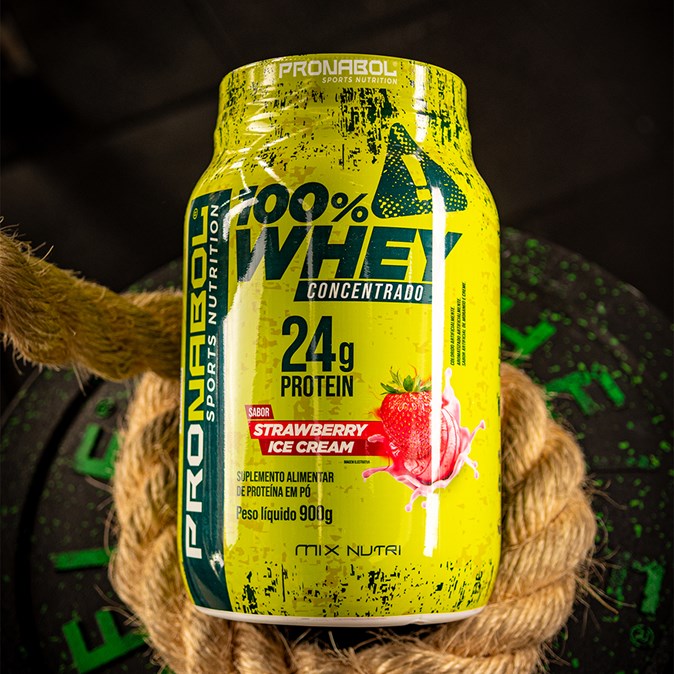 WHEY 100% CONCENTRADO STRAWBERRY ICE CREAM POTE 900 PRONABOL