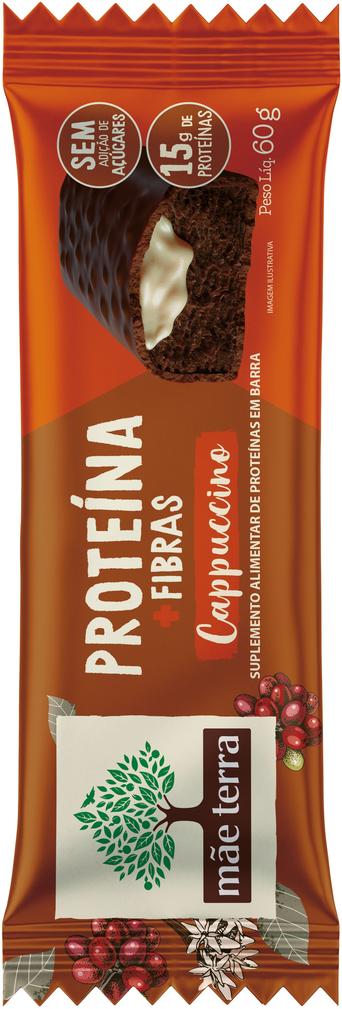 Barra Proteica Vitamina 12un X 60g Vegano Mãe Terra Mixnutri Cappuccino