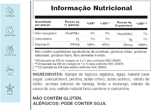 VITAMINA D3MIX 90Un Gummy LARANJALIMAO/MORANGO MULTIVITAMINA