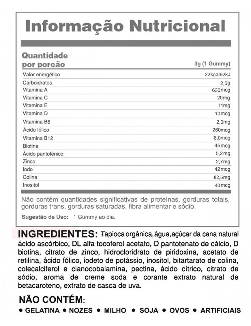 Beauty Plus Gummy Hair Vitamina Cabelo Unha Pele 60 Gomas Pectina