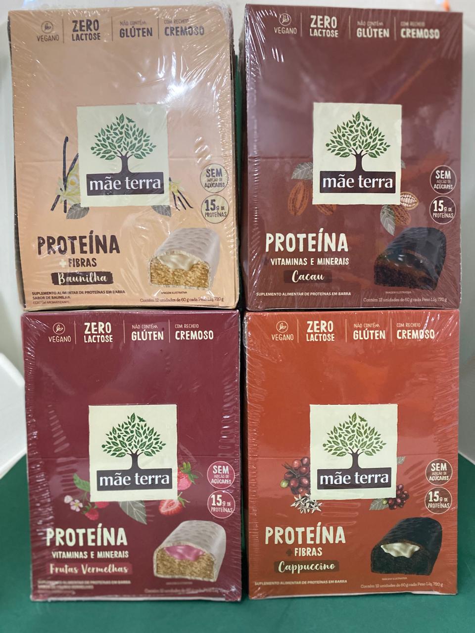 Barra Proteica Vitamina 12un X 60g Vegano Mãe Terra Mixnutri frutas Vermelhas