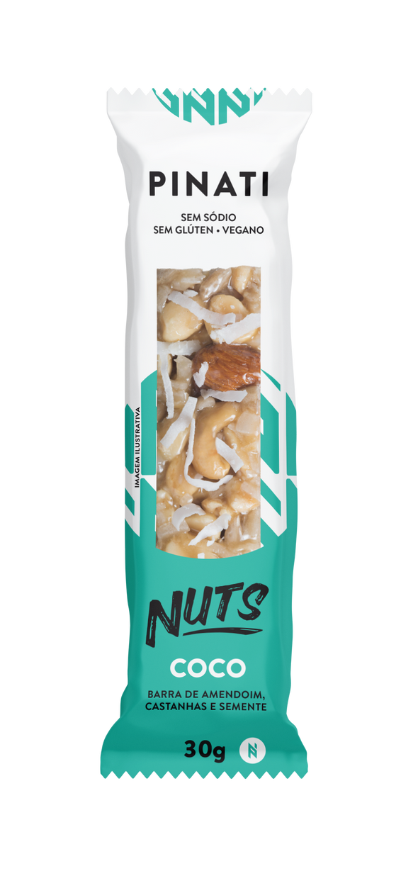 BARRA DE AMENDOIN, CASTANHA VEGANA PINATI NUTS COCO 30g