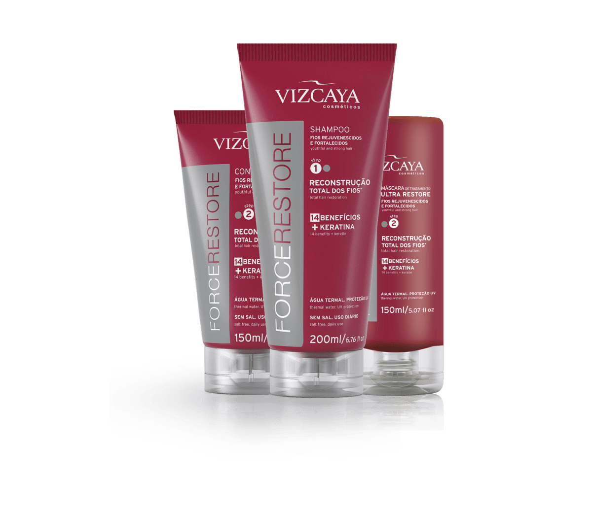 Kit Shampoo + Condicionador + Máscara Force Restore Viscaya